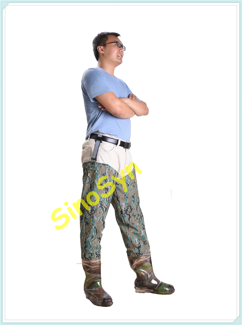 FQT1905 Digital-Camouflage PVC Skidproof Underwater Outdoor Fishing Waders with Rain Boots